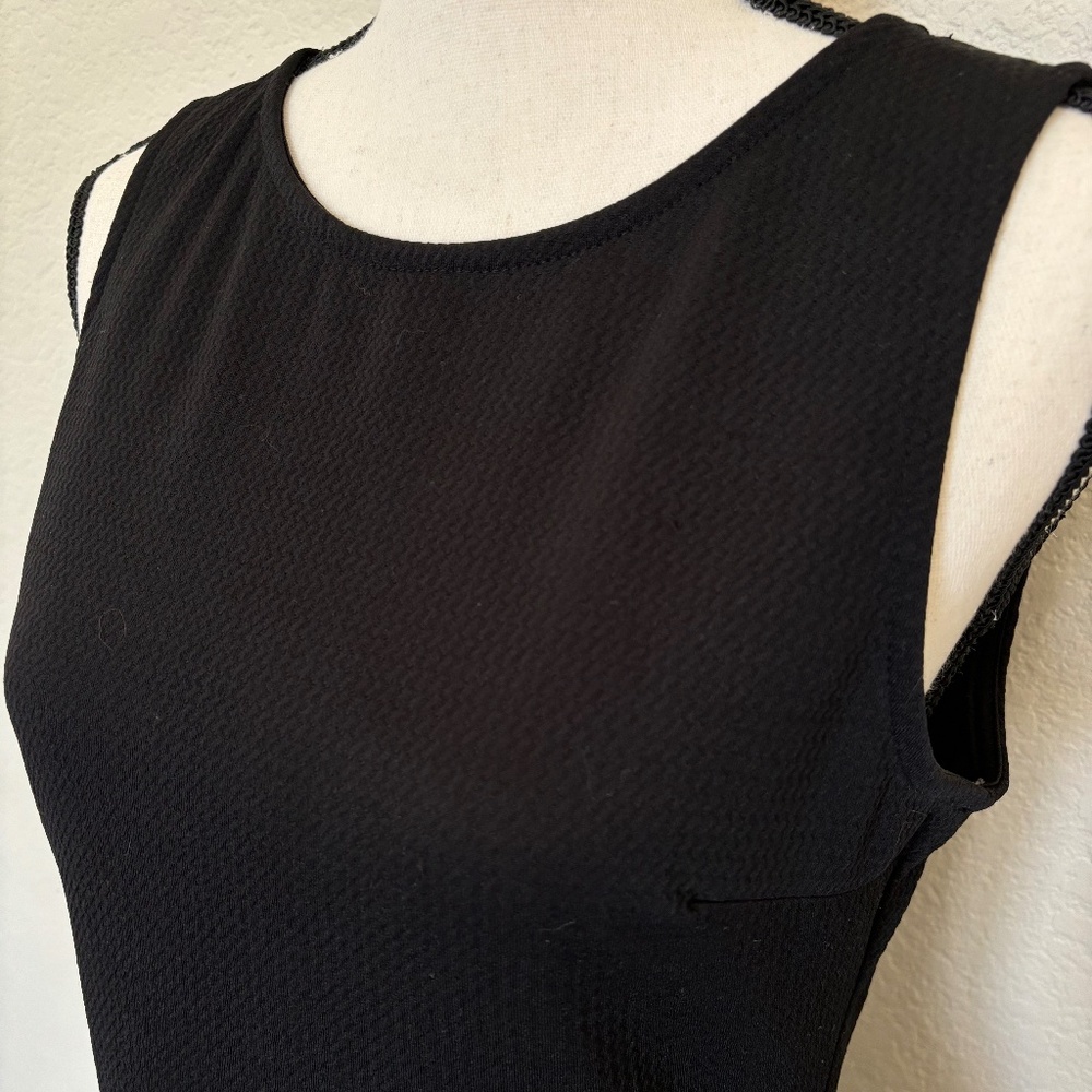 Peach Royal Mini Black Dress with Scalloped Hem